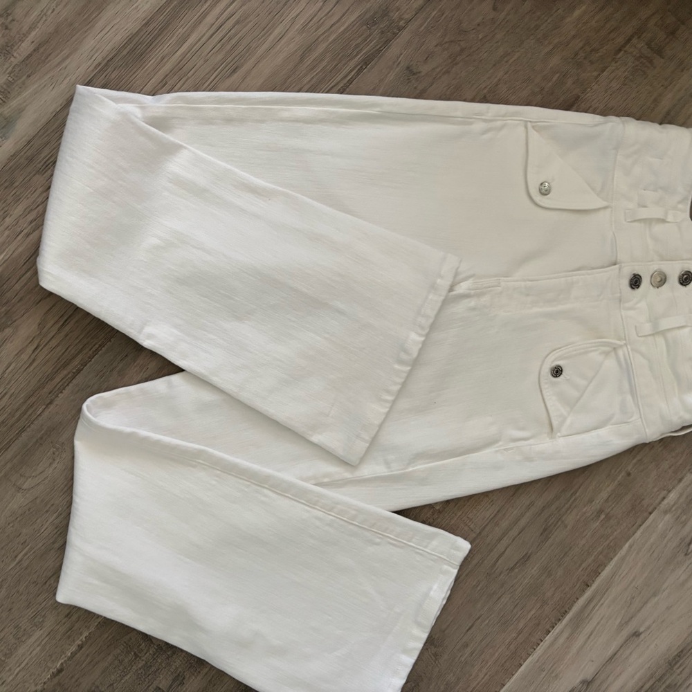 Veronica Beard White High-Waisted Wide-Leg Pants